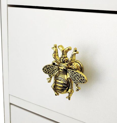 1 PC Bee Drawer Handles Metal Animal Furniture Wardrobe Knob Cute Gold VintaSilver European Style| | - - (Color: Silver) in Saudi Arabia