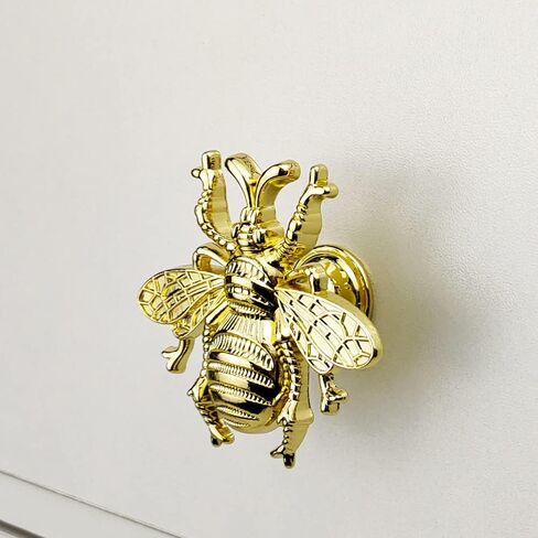 1 PC Bee Drawer Handles Metal Animal Furniture Wardrobe Knob Cute Gold VintaSilver European Style| | - - (Color: Silver) in Saudi Arabia
