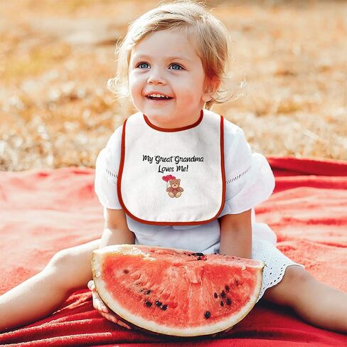 Toddler & Baby Bibs Burp Cloths Grandparents My Great Grandma Loves Me! Grandparents Cotton Baby Items for Baby Girl & Boy White Design Only in Saudi Arabia