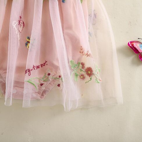 MAINESAKA Smocked Baby Girl Tulle Romper Dress Floral Embroidery Butterfly Wings Fairy Bubble Romper Bodysuit Summer Clothes in Saudi Arabia