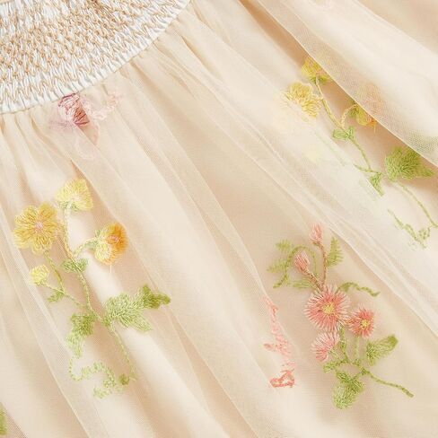 MAINESAKA Smocked Baby Girl Tulle Romper Dress Floral Embroidery Butterfly Wings Fairy Bubble Romper Bodysuit Summer Clothes in Saudi Arabia