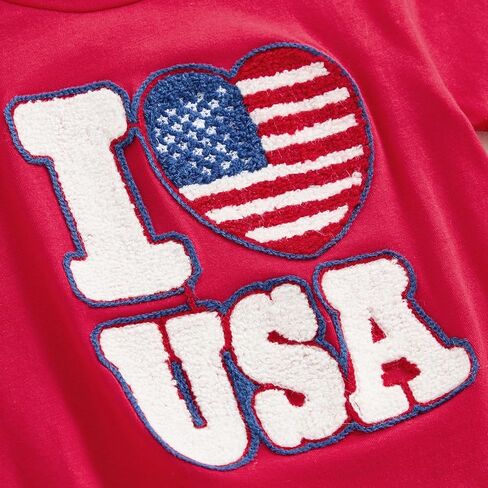 4th of July Outfit Baby Girls Boys Short Sleeve Crew Neck Letter Embroidery Bubble Romper Bodysuit in Saudi Arabia