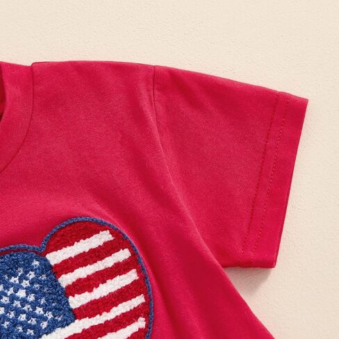 4th of July Outfit Baby Girls Boys Short Sleeve Crew Neck Letter Embroidery Bubble Romper Bodysuit in Saudi Arabia