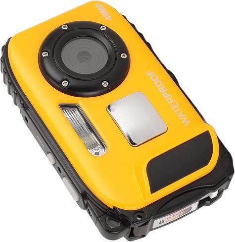 Diving Camera 1080P 48MP Anti Shake 5m Water Underwater Camera with 2.4 Inch Color Screen 32G Memory Card Autofocus 650mAh Face Recognition (Yellow) in Saudi Arabia