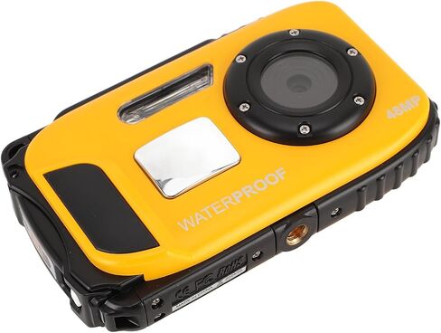 Diving Camera 1080P 48MP Anti Shake 5m Water Underwater Camera with 2.4 Inch Color Screen 32G Memory Card Autofocus 650mAh Face Recognition (Yellow) in Saudi Arabia