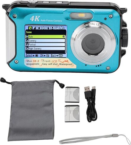 Underwater Camera, Digital Camera, Dual Screen Camera 2.8inch Screen, 4K 56MP Camera Portable Support Intelligent Face Detection for Underwater (Yellow) in Saudi Arabia