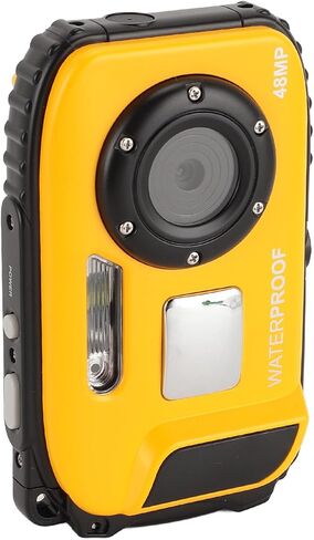 Diving Camera 1080P 48MP Anti Shake 5m Water Underwater Camera with 2.4 Inch Color Screen 32G Memory Card Autofocus 650mAh Face Recognition (Yellow) in Saudi Arabia
