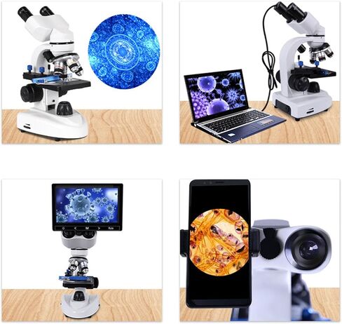 Microscope for Kids, Compound Microscope, Binocular Microscope 40X‑3000X 360° Rotation Clear Image High Definition for Inspection Laboratory (US Plug 100-240V) in Kuwait