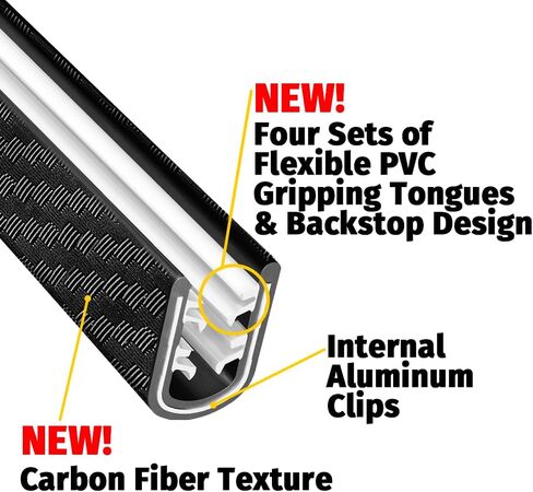 Edge Trim Plus for Metal Edges, Car, Truck, RV, Boat - Industrial Strength - Strong Grip, Easy Installation - Durable PVC - Fits 1/8 Edge - Black with Carbon Fiber Texture - 25 Feet - AETPB8X1/8-25 in Kuwait