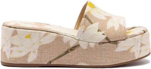 Larroodé Alex Flatform Mule في Raffia المطبوعة Beige in Saudi Arabia