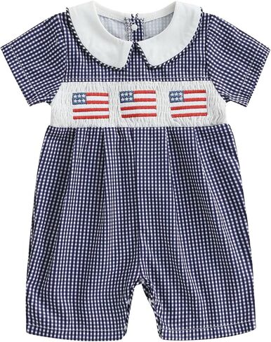 Sasaerucure Infant Baby Boy الرابع من يوليو ملابس ملابس الولايات المتحدة الأمريكية تطريز تطريز in Kuwait