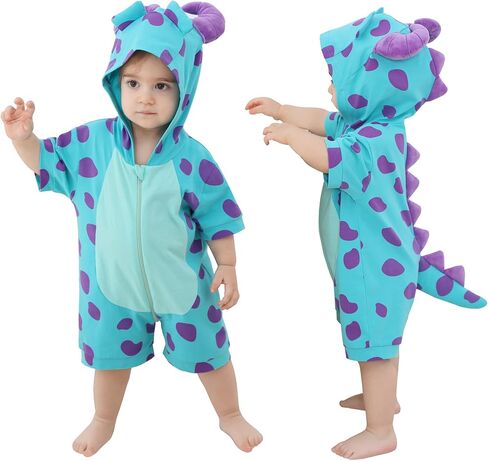 TONWHAR Boys Girls Short Sleeve Animal Hooded Rompers Cute Summer Outfit for Toddler Kids in Kuwait
