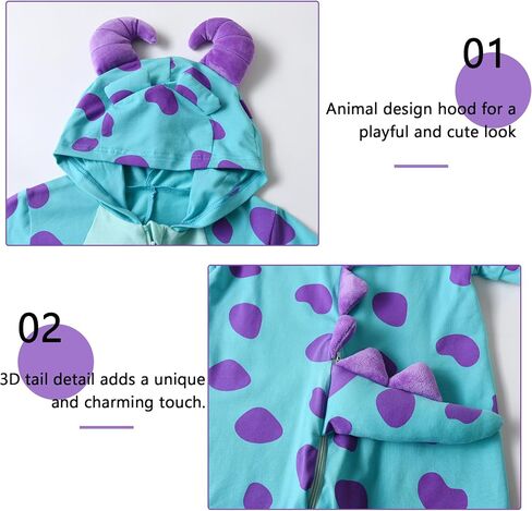 TONWHAR Boys Girls Short Sleeve Animal Hooded Rompers Cute Summer Outfit for Toddler Kids in Kuwait