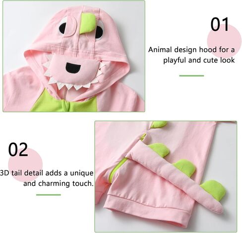 TONWHAR Boys Girls Short Sleeve Animal Hooded Rompers Cute Summer Outfit for Toddler Kids in Kuwait
