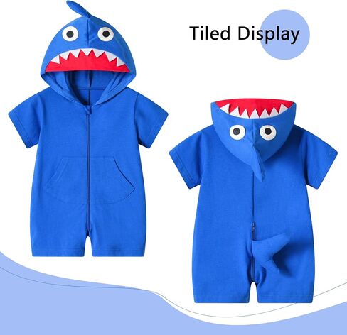 TONWHAR Boys Girls Short Sleeve Animal Hooded Rompers Cute Summer Outfit for Toddler Kids in Kuwait