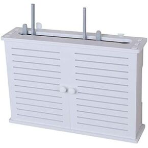 Router Storage Box，Box WiFi Router Bracket Set-top Router Storage Box Floating Wall Mounted Shelf Shelf Bracket for TV Accessories WiFi Router TV Box Set Top，White-45 * 11 * 26cm