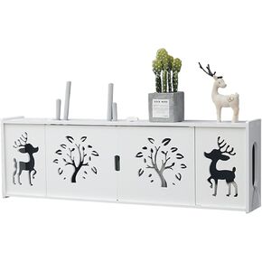 Plug Row Hub Board Cable Organizer Box Wall-Mounted Router Storage Box White Router Shelf Wall Mount Creative Plastic Board Storage Box Storage，White-60x12x24cm