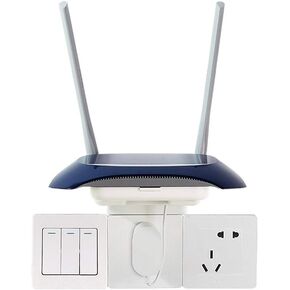Router Storage Rack Wireless WiFi Bracket Wall Storage Box Wall-Mounted Multifunctional Rack，White-11.6 * 13.5 * 12cm