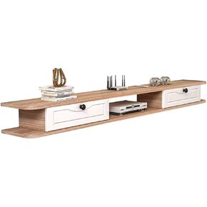 Wall-Mounted Router Storage Box Simple Modern Living Room Bedroom Router Shelf Wall Cabinet Wooden Wall-Mounted TV Cabinet Set-top Box Rack，Yellow-140 * 24 * 18cm