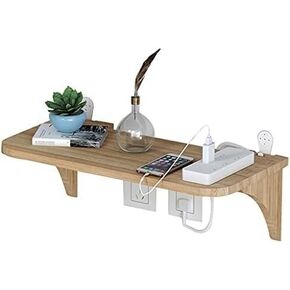 Router Storage Box，Floating Wall Mounted Shelf Storage Wall-Mounted Shelf Bracket Wall Mount WiFi Router Stand Router Equipment Wall Shelf for Living Room Hotel，Natural-29 * 19 * 11.7cm
