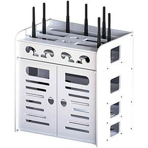 Router Storage Box，Router Storage Box WiFi Router Bracket Set-top Storage Wall-Mounted Shelf Bracket Shelf Bracket for TV Accessories WiFi Router TV Box Set Top，White-31 * 21.5 * 32.5cm