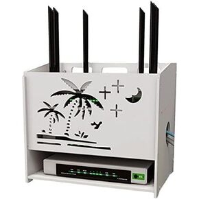 Router Storage Box，Wall Mount WiFi Router Stand 4 Tiers Set-top Box Supports Floating Wall Mounted Shelf Home and Office WiFi Router Adjustable Cable Box Stands，White-26 * 20 * 23.2cm