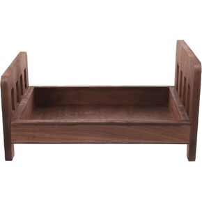 HOMSFOU Mini Wooden Bed Photography Prop for Newborns Vintage Design Decorative Photo Prop Sturdy Bed for Creative Photoshoots