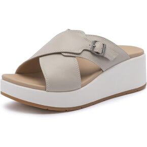 ABEO Women's Solstice Cross Slide Sandals | Arch Support Wedge Sandals | Built-In Metatarsal Pads | Black, Size 6-11