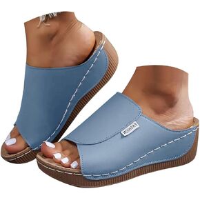 Sandals for Women 2025 Platform Wedge Open Toe Arch Support Slides Boho Beach Sandals Summer Breathable Slip on Sandal