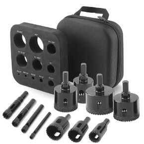 11Pcs Diamond Hole Saw Kit, Tile Drill Bits with EVA Mold Hole Saw Guide Jig, Serrated Brazing Core Drill Bit Set for Granite, Marble, Ceramic, Tile, Glass, Gypsum, Wood and Etc