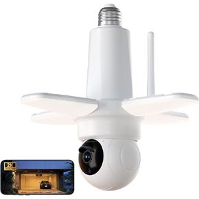 LED Garage Light Bulb Security Camera,Garage Camera Wireless Outdoor,2.4G/5GHz WiFi Security Camera with 4 Adjustable Panels, Bulb Cameras for Home Security Outside Indoor,Two Way Talk，360PTZ