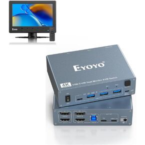 Eyoyo Mini Monitor 7 Inch Small HDMI Monitor + HDMI KVM Switch 2 Monitors 2 Computers