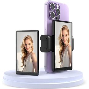 5" Vlog Selfie Monitor Screen for iPhone & Android with Magnetic Mount, Low Latency Dual Connectivity HD Back Camera Monitor, Bluetooth Remote for Selfies Live Streaming on TikTok/YouTube (Black)