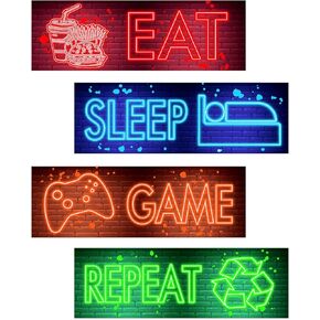 Neon Video Game Wall Decal Gaming Wall StickerDecor Boy Gamer Wall Stickers Game Decor for Boys Room Video Game Art Gaming Pictures for Playroom Decor