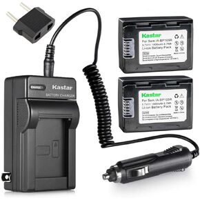 Battery (2-Pack) and Charger for Samsung HMX-F900, HMX-F900BN, HMX-F900WN Camcorder