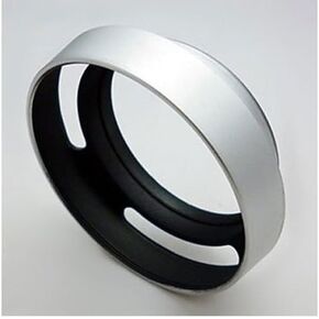 48mm Silver Metal Tilted Vented Lens Hood Shade Compatible with QL17 GIII R35 F2 F2.8 R50 R28 E48 with A&R Cleaning Cloth