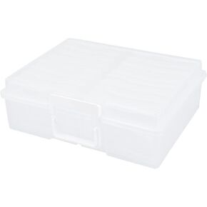 Angoily 1pc Multifunctional Photo Organizer Box Transparent Case for Photos Art Supplies and Crafts Compact Lightweight Design Handle for Easy Storage and Carrying
