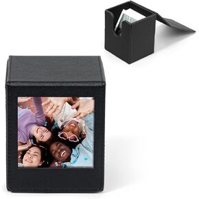 Picture Holder Storage Case for 2x3 Films/Photos/Cards, PU Leather Photo Storage Box for Polaroid Fujifilm Instax Mini Films (54x86mm) - Black