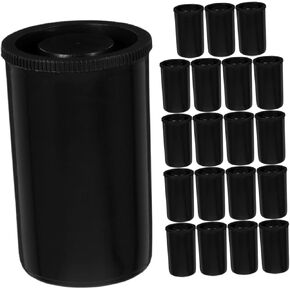 DOITOOL 20pcs Black Film Canister Holders with Lids Lightblocking Storage Containers for Film Compatible with All Major Brands Organizer for Accessories and Beads