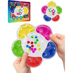 Color Sorting Sensory Toys Airplane Toys for Toddlers Fine Motor Skills Toy for Toddler 3-4 Calm Down Flower Shaped Vibrant Color Sorting Squishy Travel Preschool Montessori Matching Toy for Kids 3-5