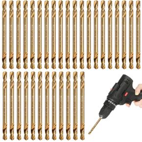 35Pcs 1/8" Cobalt Drill Bits Double Ends, M35 High Speed Steel Twist Drill Bits for Hardened Steel Stainless Steel Cast Iron Plastic and Wood