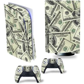 Currency-Themed Skin Compatible with Ps5 Disc Version of The Controller with Non-Slip Features and Modern Design Vinyl Protection Sticker coin-1895