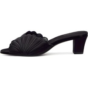 Block Heeled Mule Sandals for Women Open Round Toe Shell Low Chunky Kitten Heels Comfortable Slip On Wedding Dress Slides Shoes