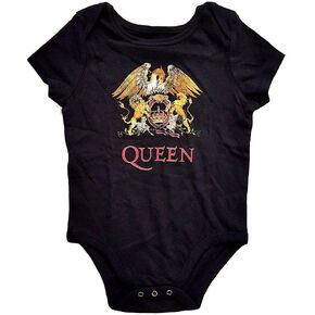Queen Baby Grow Classic Crest Band Logo Official Black 0 To 24 Months Size Large (9-12 months)