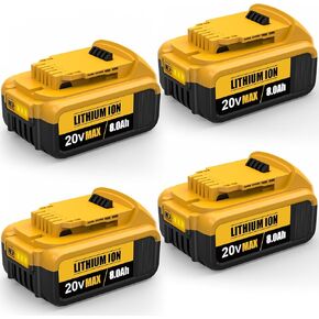 4Packs 20V 8.0AH استبدال بطارية DeWalt 20V Max ، متوافقة مع أدوات الطاقة اللاسلكية DeWalt DCB205-2 DCB206-2 DCB200 DCB204 DCB203