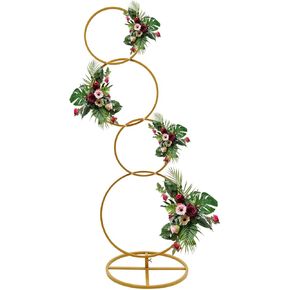 CNCEST Wedding Round Hoop Backdrop Stand, Wedding Flower Stand, Detachable 5.02ft H 4 Tier Gold Metal Flower Arch Frame For Photo Booth Backdrops, Weddings Events Party Decorations, Flowers Not Included (Gold)