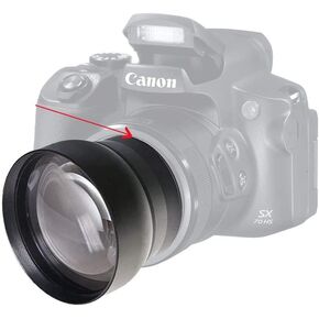Telephoto Lens for Canon Powershot SX30/40/50/60/70/520/530/540 (2.2X) (Includes Adapter See Arrow)