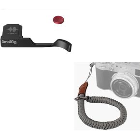 قبضة صغيرة الإبهام مع غطاء حذاء ساخن لـ Fujifilm X100VI / X100V + حزام معصم الكاميرا