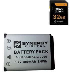 Synergy Digital Accessory Kit, Compatible with Kodak PIXPRO FZ55 Digital Camera Includes: SDKLIC7006 Battery, SY-SD32GB Memory Card