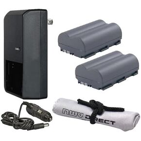 Canon EOS 20D High Capacity 'Intelligent' Batteries (2 Units) + AC/DC Travel Charger + Nwv Direct Microfiber Cleaning Cloth.